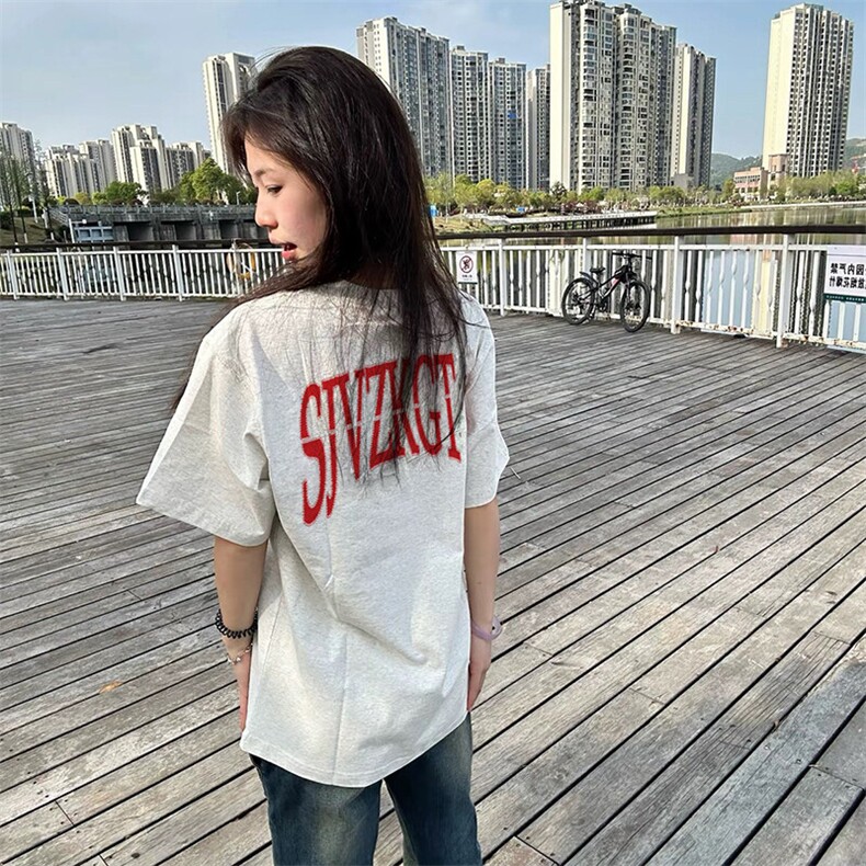万针全刺绣解构设计260克重磅双纱纯棉高品质美式高街短袖T恤特35,男装T恤,电商A486