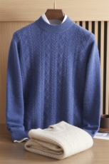 2024年秋季圆领长袖时尚都市简约百搭针织衫羊绒，男装羊绒套衫，绒誉暖羊绒