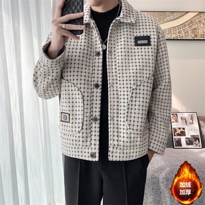 2023秋冬季潮流宽松加棉加厚毛呢大衣夹克外套男N915-p135控185图片