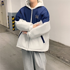 1港风情侣连帽宽松休闲拉链时尚大码M-5XL棉服外套男7786P60控98，男装棉衣，星座226-2