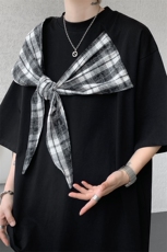 T10128-特批32控58曼巴棉大码撞色拼接个性小众T恤短袖潮，男装T恤，电商A059