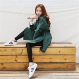 2021年秋季长袖时尚中长款纯色风衣高领拉链，女装风衣，秋牧寒烟