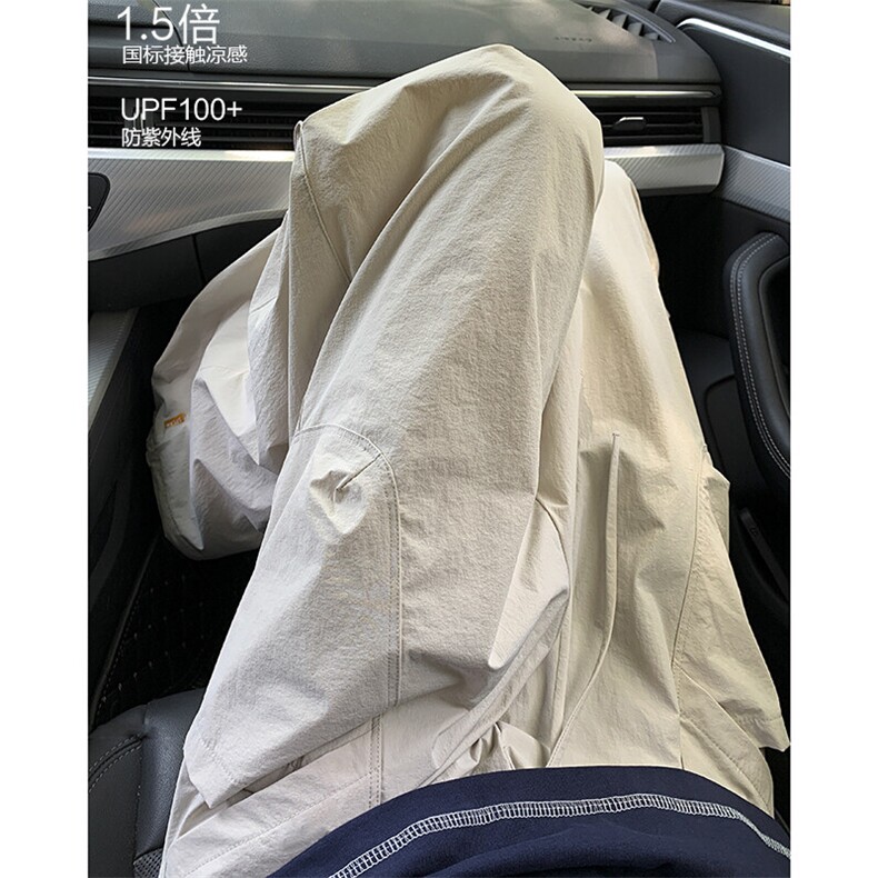 夏季防晒速干微弹冰丝工装打褶抽绳休闲裤XZ604-K208-特P35控68，男装防晒衣，星座604