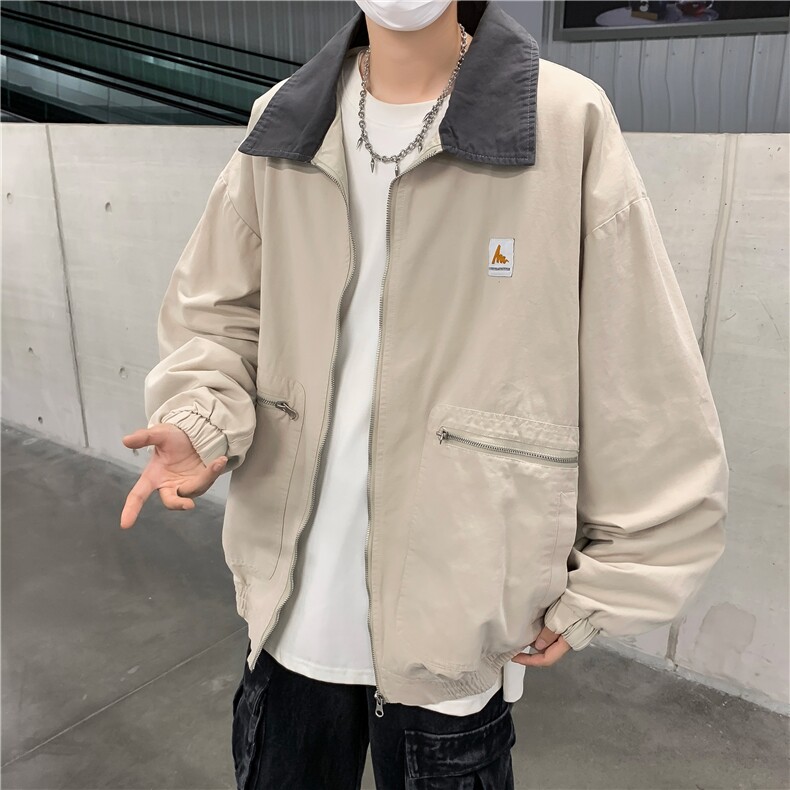 夹克男士韩版潮流宽松百搭拼接日系帅气2024秋冬ins外套W6194-P72图片