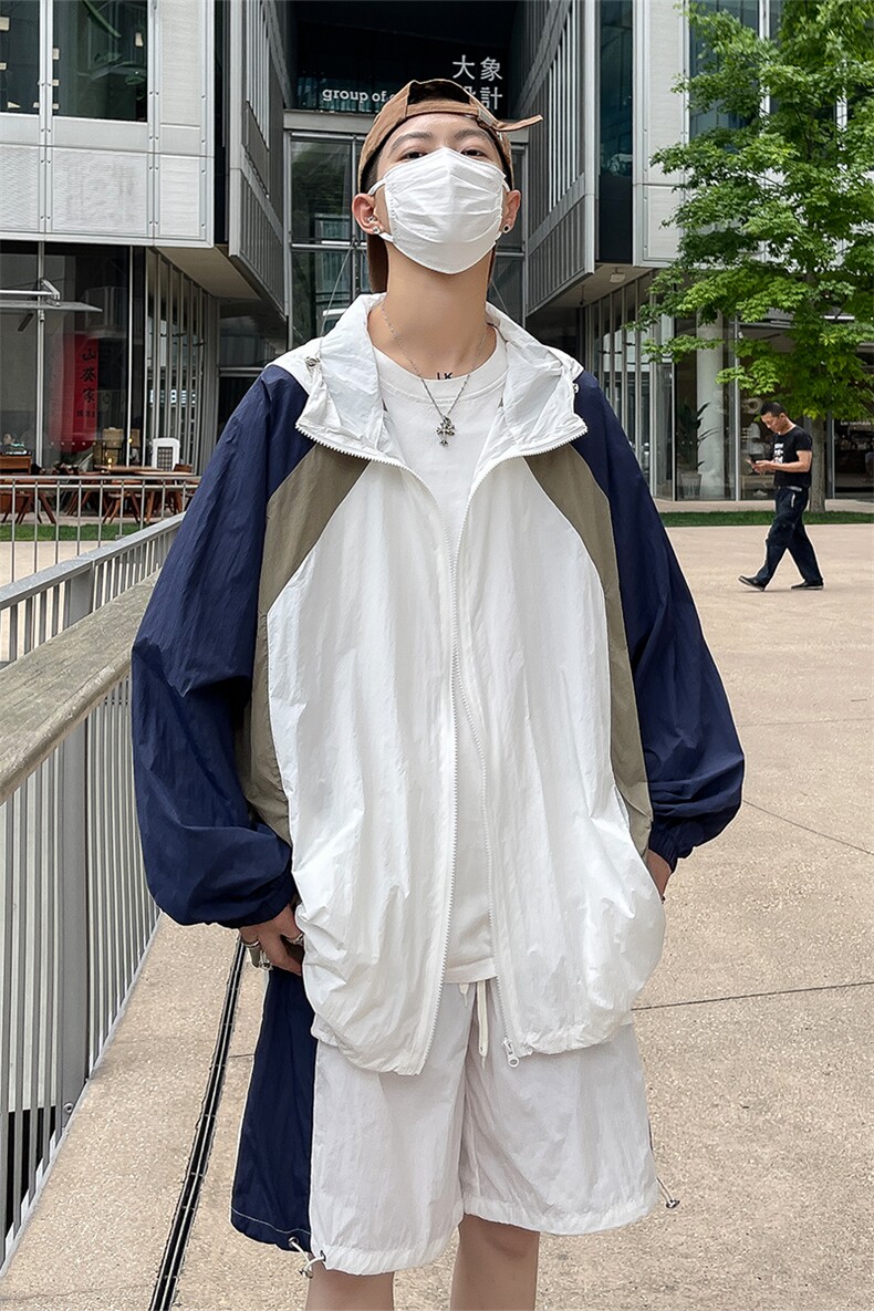防晒服套装男夏季运动风拼色时尚防晒衣夹克衫XZ514-2-1608-P98,男装防晒衣,星座514-2(原B239)