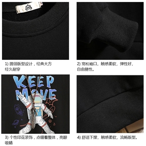 S6175-P28 加绒款-P33 秋季圆领卫衣男大码韩版宽松长袖外套 砖墙图片