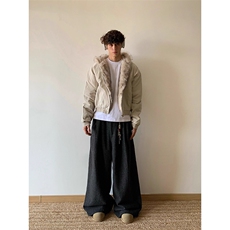 现货高品质美式高街冬季重磅硬挺短款座山雕毛领棉衣男女加厚外套，男装棉衣，电商A486