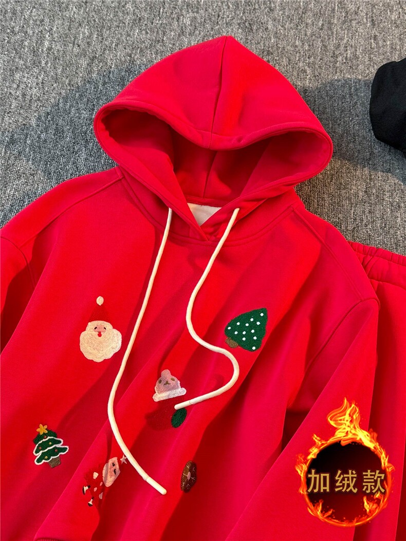 慵懒风时尚休闲套装女秋冬新款韩系卡通印花长袖卫衣阔腿裤两件套,女装套装/套裙,江南
