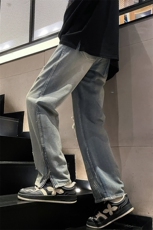 新款港风美式高街ins潮牌痞帅破洞直筒休闲牛仔裤B381-1/728P50，男装牛仔裤，电商B381-1