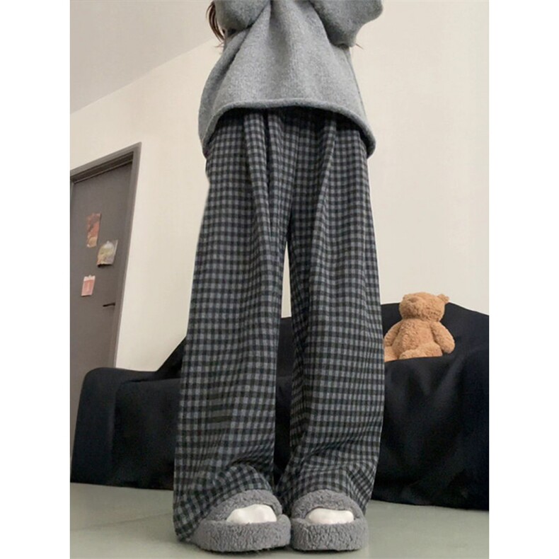现货格雷系黑灰格子阔腿休闲裤ZK0451-P35加绒P4,男装卫衣,星座313A(原308A-2)
