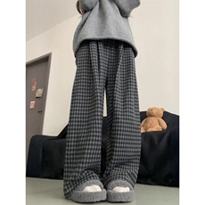 现货格雷系黑灰格子阔腿休闲裤ZK0451-P35加绒P4，男装卫衣，星座313A(原308A-2)