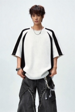 2026夏季新款华棉270g拼接撞色男短袖T恤DT6262特P25建议零售价58，男装T恤，电商A001-1