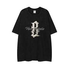 白底23新款夏季时尚百搭宽松圆领做旧水洗短袖T恤DT1025P45控68，男装T恤，电商A247-1