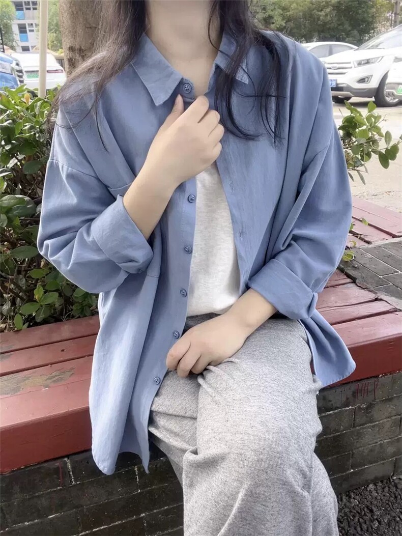 2025韩订单秋季水洗纯棉气质叠穿衬衫,女装衬衫,湘姗