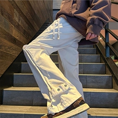 排扣冲锋裤男春秋美式vibe高街机能微喇裤子休闲长裤炸街G067/40，男装休闲裤，星座506