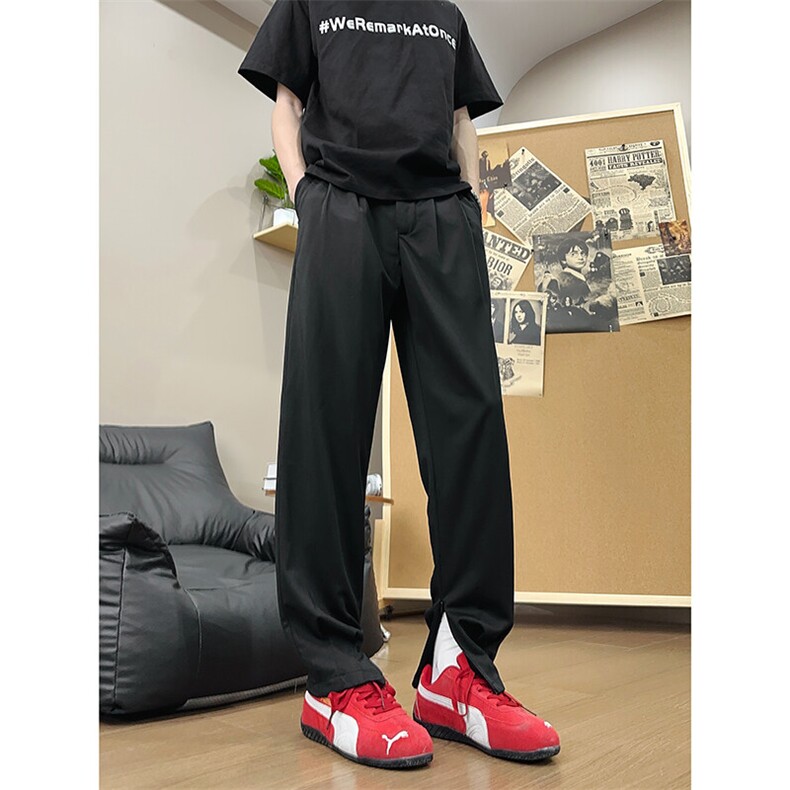 XK618-P40全橡筋腰前拉链小脚口西裤垂感免烫滑料宽松长裤,男装西裤,电商A178