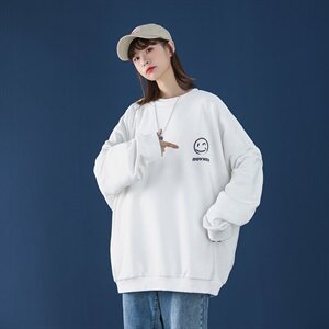 女士类目 百搭加厚女士中性卫衣单件圆领七彩印花9711/图片