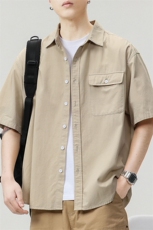 日系纯棉短袖衬衫重磅水洗男上衣外套A329-Z938-P65，男装衬衫，电商A329