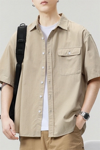 日系纯棉短袖衬衫  重磅水洗男上衣外套 A329-Z938-P65图片