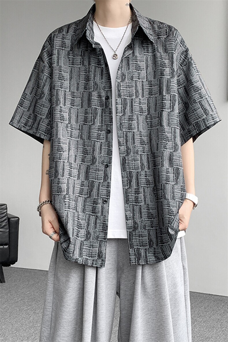 8XL-M花衬衫男款短袖夏季冰丝薄款花衬衣大码寸衫外套DC28013P38,男装衬衫,电商B312