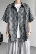 8XL-M花衬衫男款短袖夏季冰丝薄款花衬衣大码寸衫外套DC28013P38，男装衬衫，电商B312