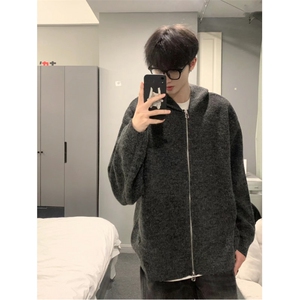 706-1-MY043-P65  秋冬男士落肩OS慵懒风拉链针织衫开衫毛衣外套图片
