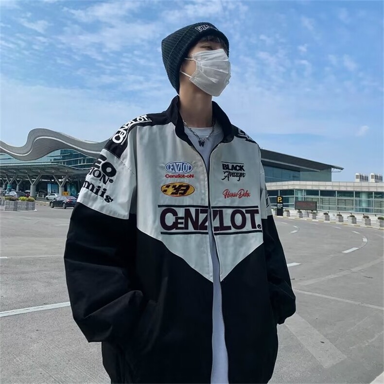 美式复古赛车服外套男高级感痞帅机车夹克秋季潮牌棒球服DA68P60,男装夹克,星座1116-2
