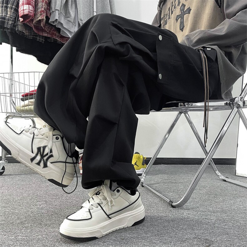 抖音品质春夏款男休闲裤阔腿工装大口袋抽绳束脚裤长腰带h528P55,男装休闲裤,星座1013-1