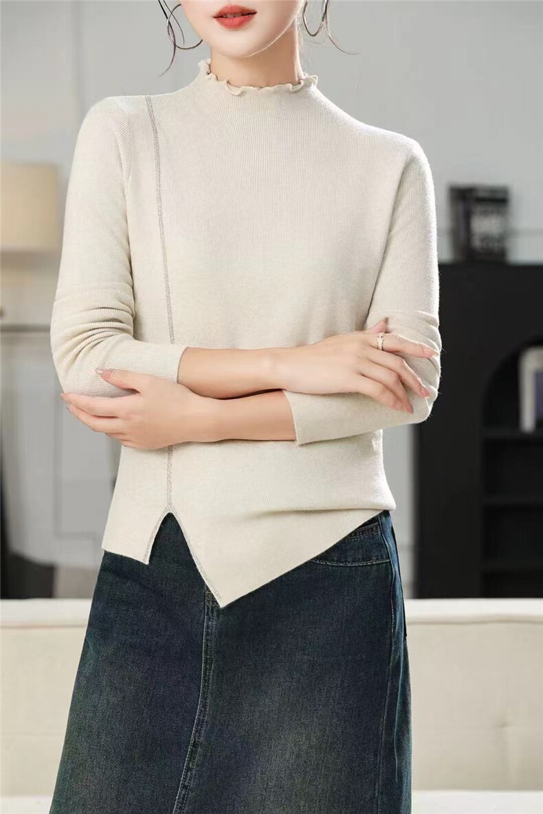 2025年秋季常规款通勤长袖时尚百搭通勤简约休闲，女装针织衫/毛衣，暖姿羊绒