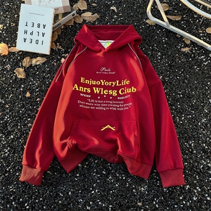 得物品质秋款男女连帽卫衣反光条纹字母印花夹克外套WY67 P50图片