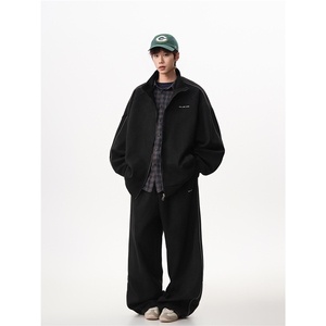 8XL-M 反光条运动套装男街舞服休闲外套夹克麂皮绒裤子男TZ106P95图片