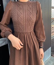 针织拼接连衣裙，女装连衣裙，安玖拉