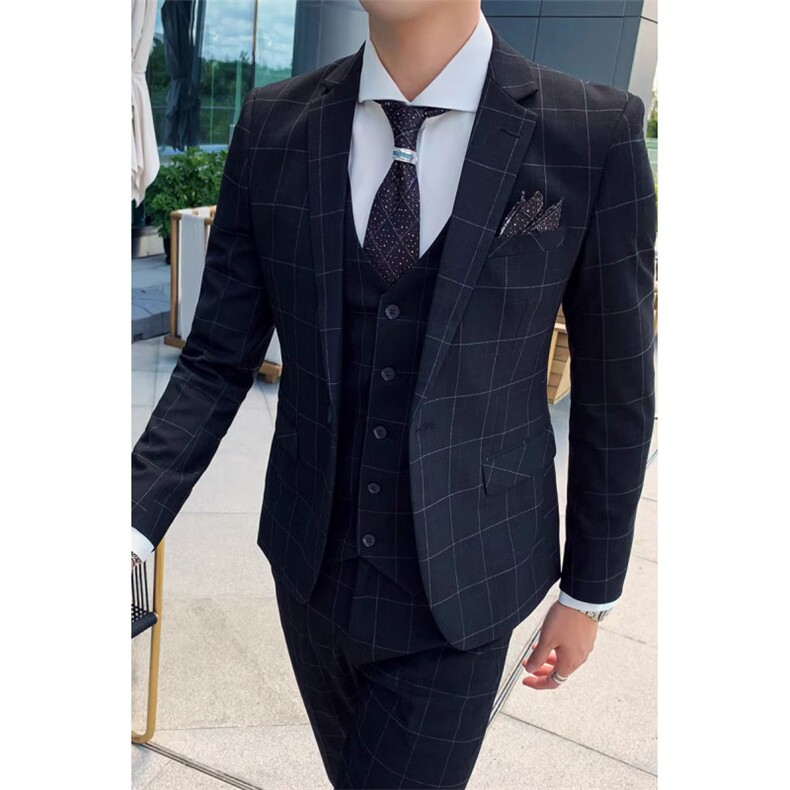 格子款男装西服套装礼服三件套西装W9054-P305,男装西服,星座1012
