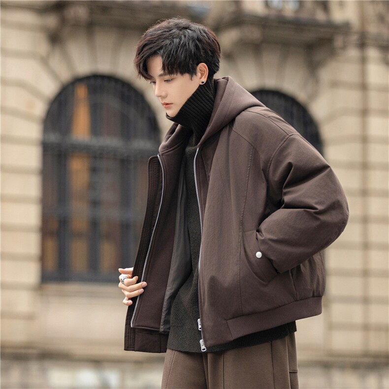 设计分割羽绒服夹克男2025冬装连帽羽绒外套拉链8123-P415控798,男装夹克,电商A355（原A415）