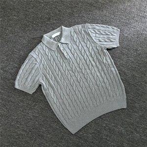 【有货】Z96CC-特P39 绞花翻领polo衫男女正肩针织短袖t恤图片