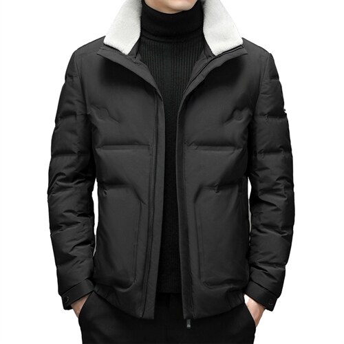 冬季新款纯色立领羽绒服休闲外套中年爸爸装上衣YYYR18-P290,男装羽绒服,电商B212（原钱塘6029）
