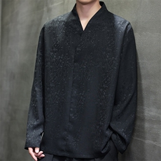 2025春夏风男装新中式立领V领衬衫唐装提花衬衣C179-P55，男装衬衫，电商B277(原6028)