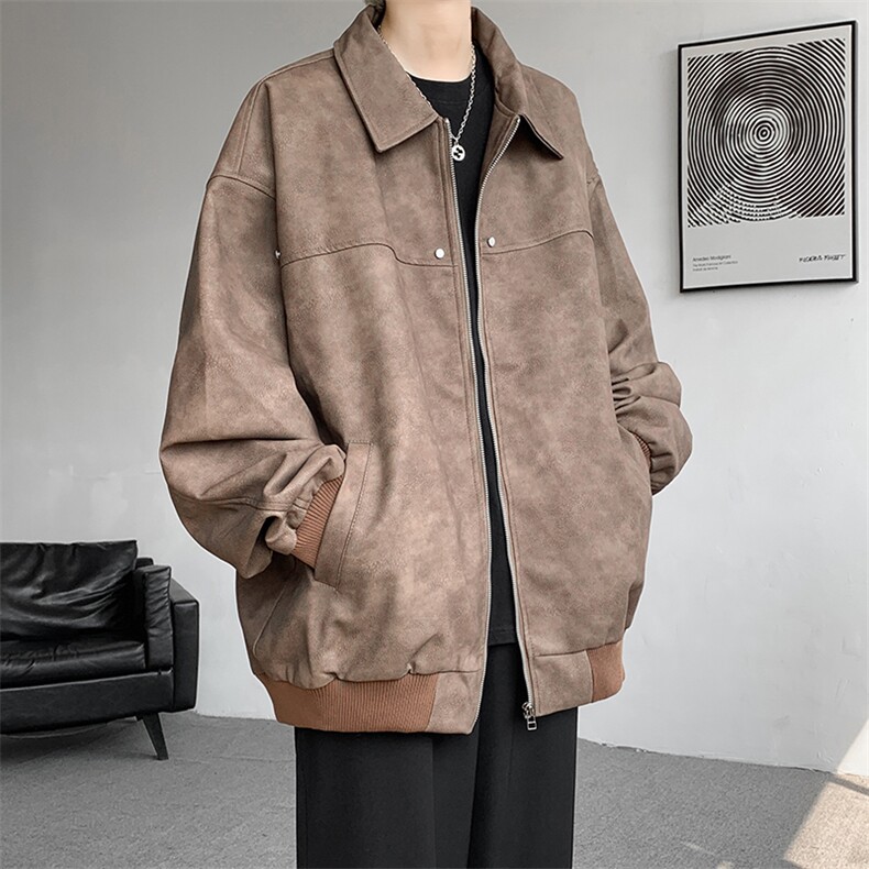8XL-M脏脏痞帅皮衣外套男秋冬加厚PU皮夹克宽松大码皮袄JK006P95,男装夹克,电商B312