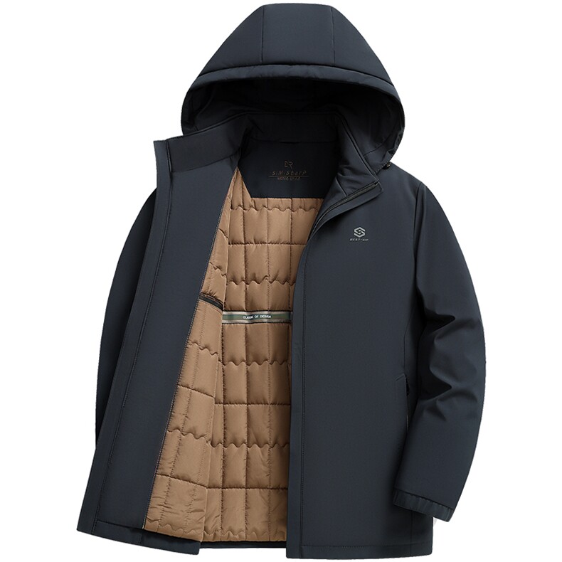 秋冬男加绒棉衣夹克衫中老年装简约保暖休闲爸爸可脱卸帽棉服男装,男装夹克,钱塘6003（原4033）