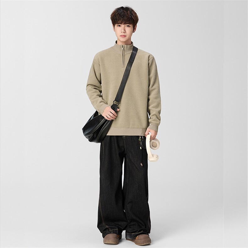 毛衣男士秋冬半高领拉链潮流针织毛衣打底套头线衣M845-P55,男装T恤,星座310B-3