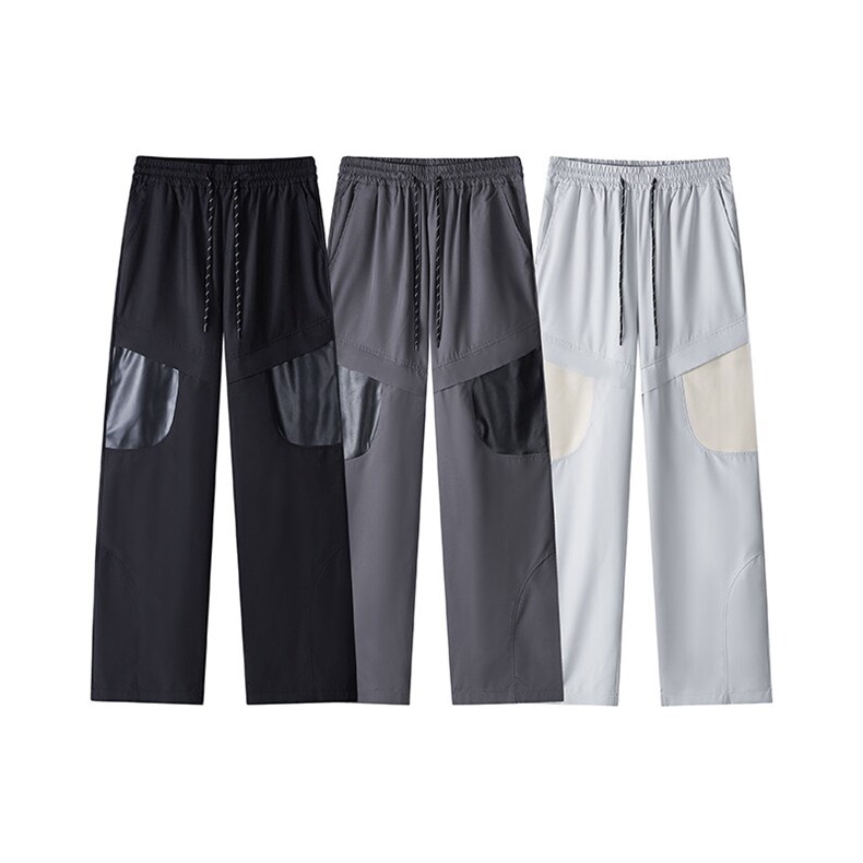 白底平铺立体拼接PU皮冲锋裤男特大码防风防水登山工装裤KZ016P53,男装休闲裤,电商B312