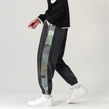 日系2024秋冬款撞色拼接灯芯绒束脚运动休闲潮牌卫裤8801-P50控69,男装休闲裤,星座914-3