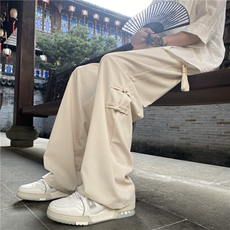 夏季新款风新中式盘扣宽松冰丝休闲西裤B315-K24045-特p30控58，男装西裤，电商B315