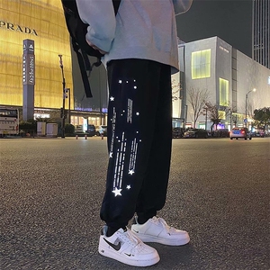 春秋款反光星星ins潮束脚卫裤宽松帅气休闲运动直筒裤 K1441-P28图片