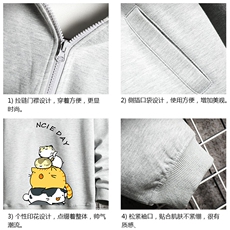 KS21090-P38连帽开衫卫衣男运动外套大码班服网格挂拍，男装卫衣，电商A040A