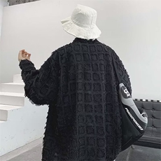 C222-P42小香风流苏格纹长袖衬衫男春秋高级设计感外套，男装衬衫，电商B323A