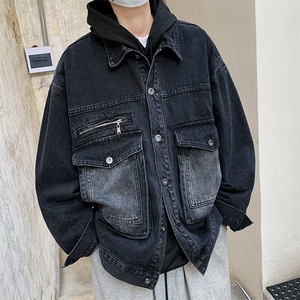 牛仔外套男韩版潮流大口袋高街帅气2023春秋新款ins夹克W4601-P65图片