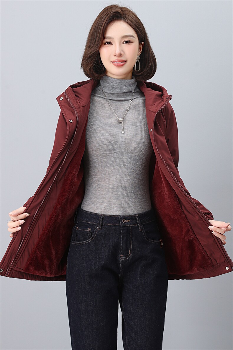 2024年冬季新款时尚休闲加绒加厚派客服,女装派克服,依恋蒂丝