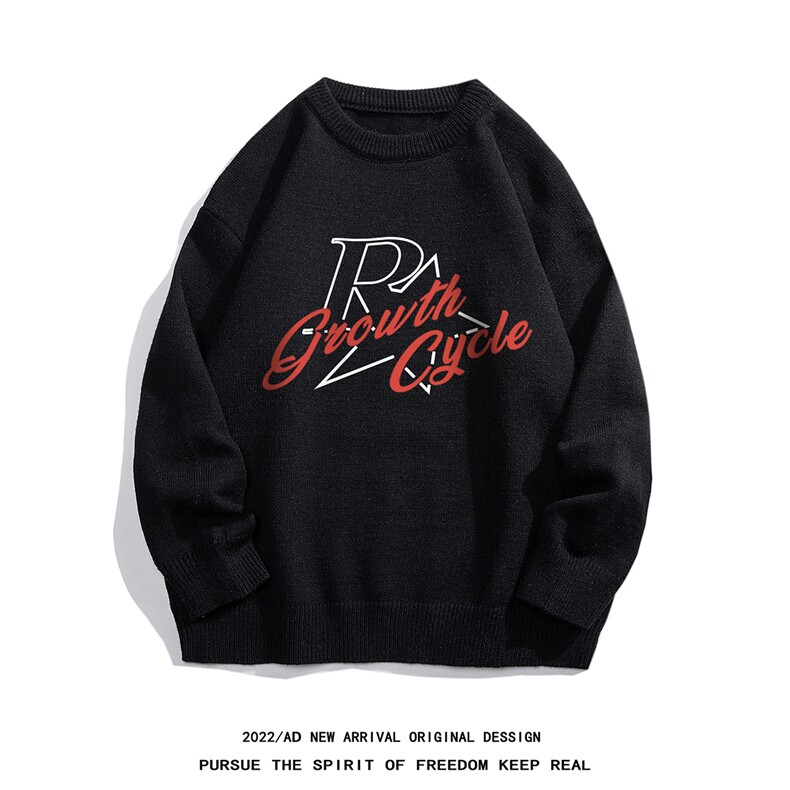 白底22秋冬潮流字母印花时尚保暖圆领套头毛衣M1058P50控68，男装针织衫/毛衣，电商A247-1