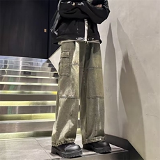 潮牌嘻哈水洗牛仔裤男款春秋季美式复古宽松直筒K7033-P50，男装牛仔裤，星座1109-3